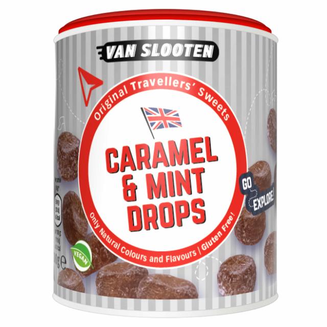 Van Slooten Travellers' Sweets Caramel Mint Drops Ds. 200g